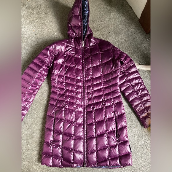 Women’s Obermeyer down jacket, sz small, Purple w/ beautiful lace design lining - Picture 2 of 12